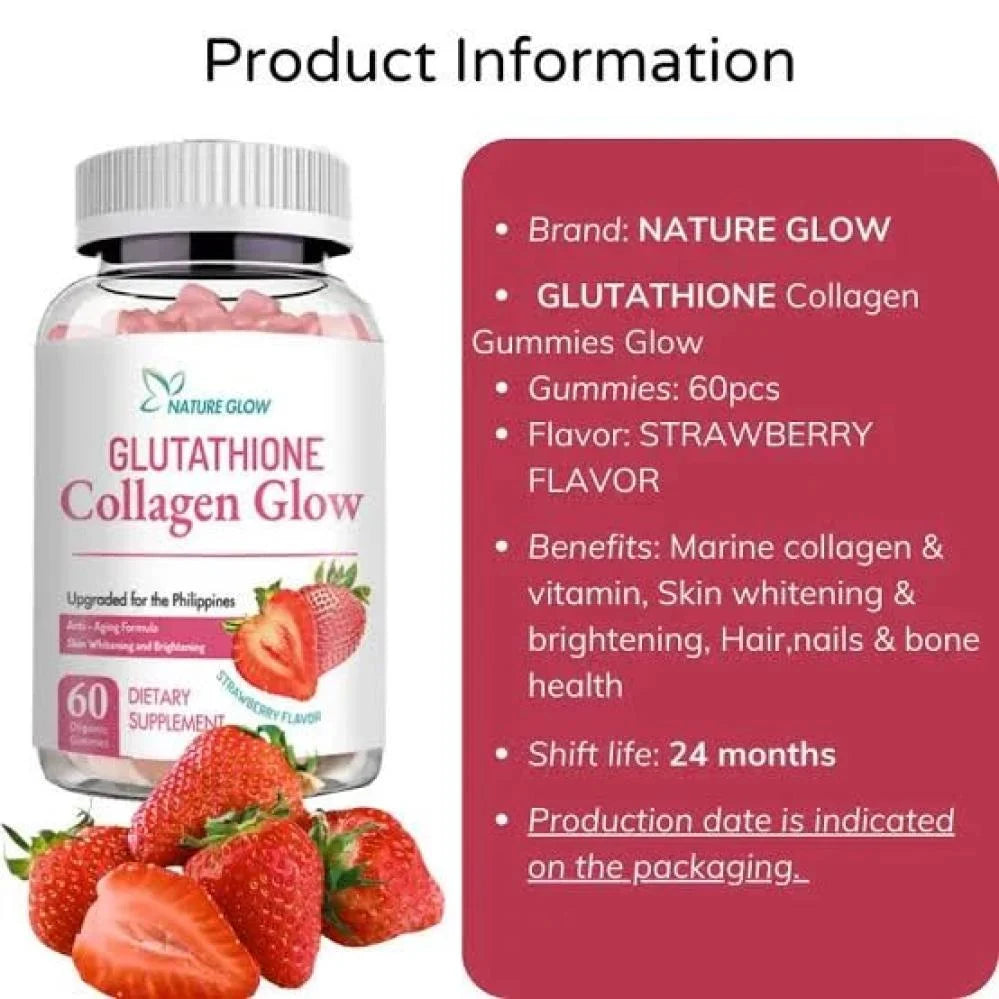 Glutathione Collagen Glow Strawberry - الحل المثالي لبشرة مشرقة وشابة 🍓