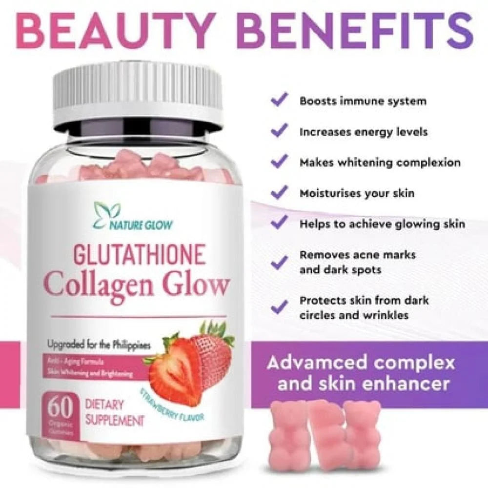 Glutathione Collagen Glow Strawberry - الحل المثالي لبشرة مشرقة وشابة 🍓